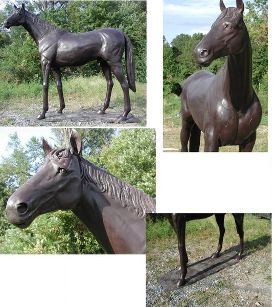 Life Size Bronze Horse - Thoroughbred Adult Standing in dark patina